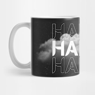 Black and White Typography Happy Mug